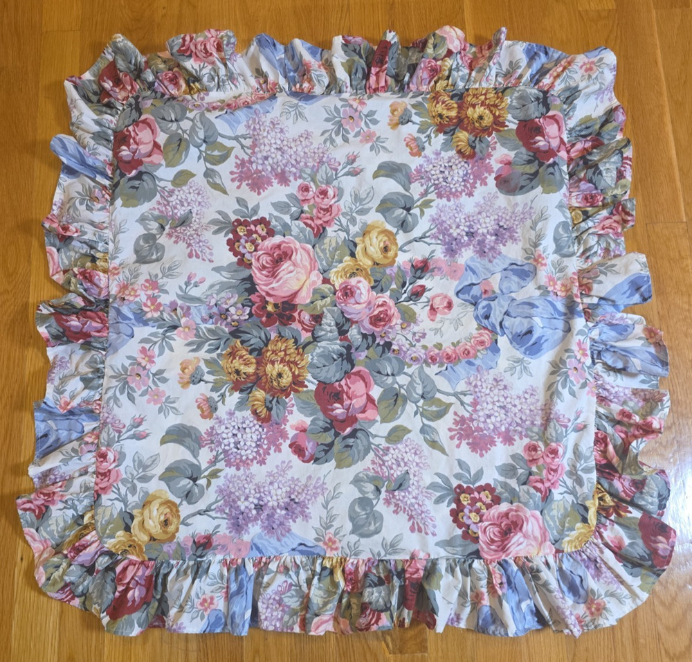Ralph Lauren Allison Euro Sham Floral Ruffle 26x26 Grandmillennial Cottagecore
